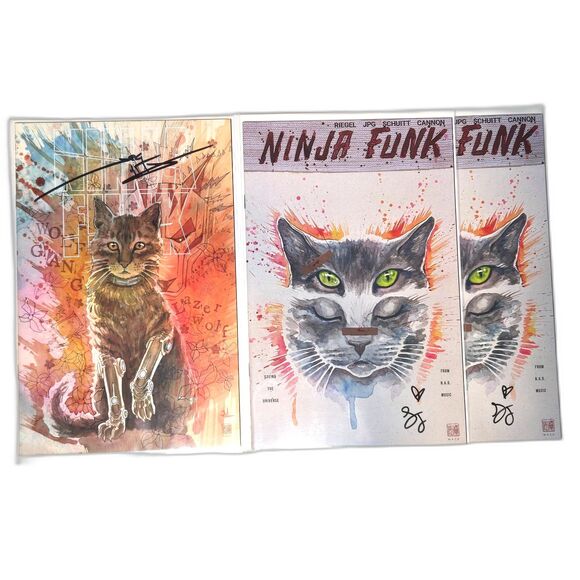 whatnot publishing Other - Ninja Funk #1 & #4 David Mack "Cat" Variant Signed 3 Comic Set NM Indie JPG & SJ